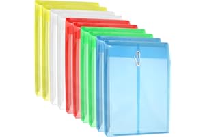 Supkiir 25 Pack Poly Envelopes with String Closure, Reusable Expanding File Envelopes with Top Opening, Plastic Letter Size D