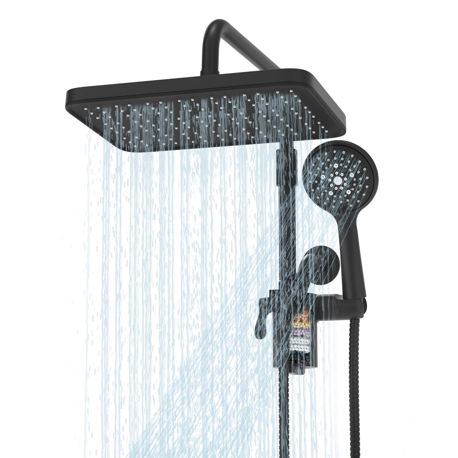 Photo 1 of *UNTESTED*
Filtered Shower Head with Handheld Spray Combo,12 inch High Pressure Rainfall Shower Head with Adjustable Slide Bar,Dual Rainfall Showerhead,Bathroom Accessories,Black