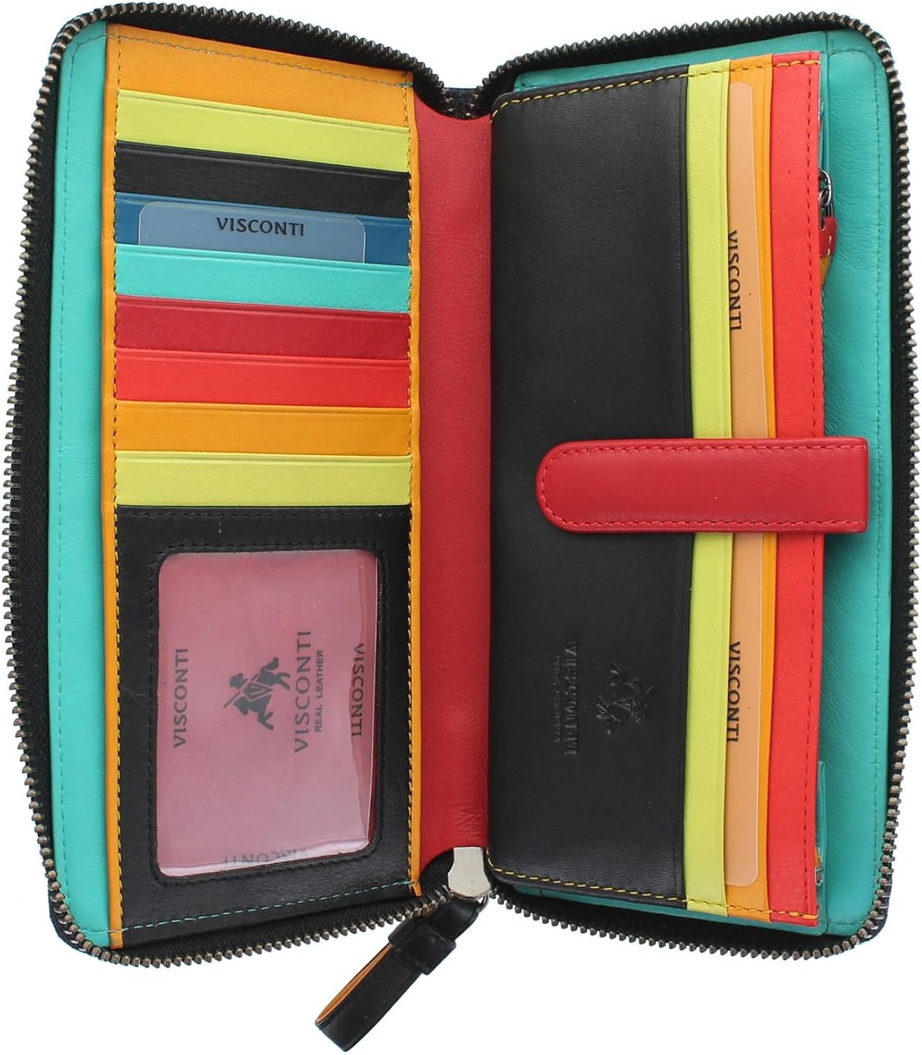 VISCONTI Santorini Collection CORFU Leather Purse with RFID Protection STR5, Black Multi - Image 4