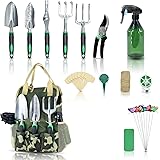 YARTTING Garden Tool Set 29 Piece, Heavy Duty Gardening Tools with Soft Rubberized Non-Slip Handle Tools, Handbag & Digging G