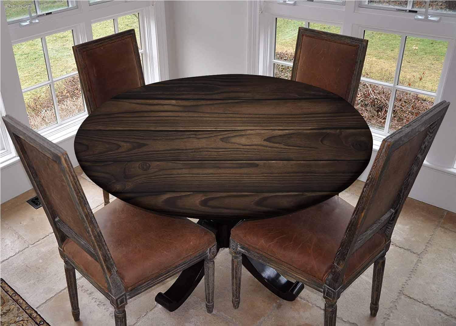 Round Table Cover with Elastic Edges,Vintage Rustic