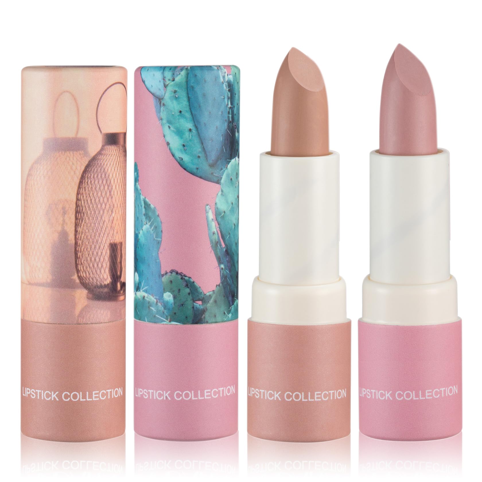 Photo 1 of XINGXYUEL 2PCS Matte Nude Lipstick Set Velvet Lip Gloss Nude Lip Stain Paper Tube Lipsticks Non-Stick Cup Waterproof Long Lasting Matte Lipstick for Women Daily