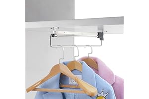 Short Adjustable Closet Rod Autuwintor Pull Out Shoe Rack for Closet with Mounting Screws Cold Rolled Steel Black Silver Retractable Wardrobe Closet Pull Out Rod Clothes Hanger,10-Inches,Quantity-1