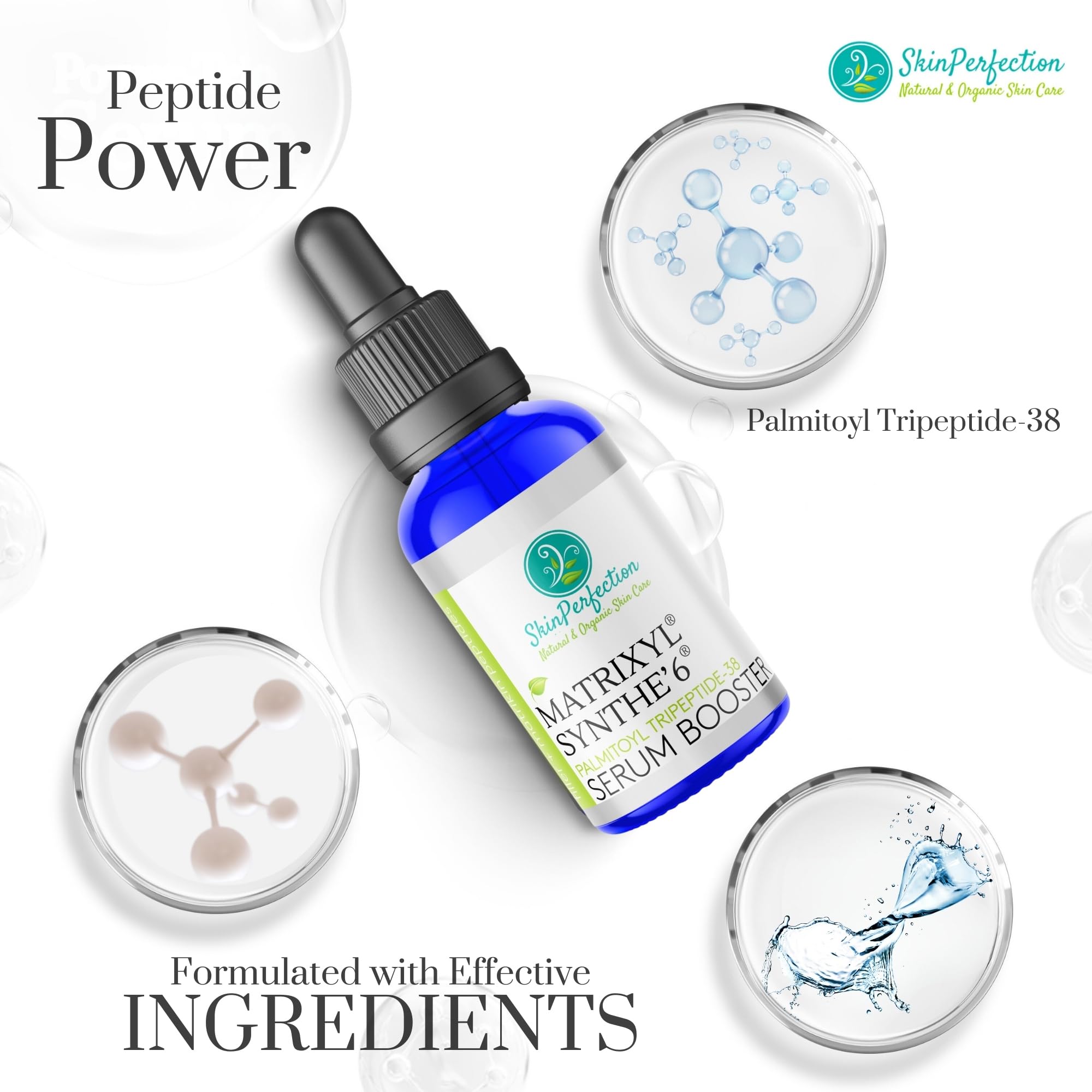 Skin Perfection Matrixyl Synthe 6 Palmitoyl Tetrapeptide 38 DIY Anti-Aging Serum Youth Boost Wrinkle Filler Crow's Feet Laugh Lines on Forehead S-6 6000 Skin Perfection .5 oz, 300 drops