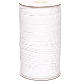 LIYUA Elastic Band for Sewing 1/4 Inch 50 Yards White for Sewing &amp; Crafts | Elastics Cord Braided Stretch Straps for Crafting DIY