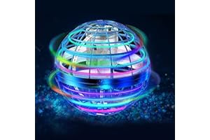 LONOBAR Flying Ball Toys,360°Rotating Hand Controlled Orb Magic Led Lights Controller Mini Drone Flying Toy Spinning UFO Safe for Kids Adults Indoor Outdoor (Blue)