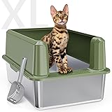 WoofiGo Enclosed Stainless Steel Cat Litter Box