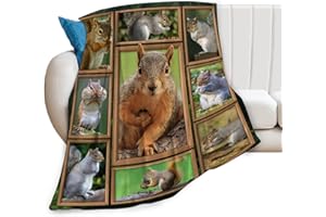 MARIKYOA Squirrel Gifts Pine Cones Squirrel Lover Throw Blanket Soft Warm Fleece Flannel Plush for Bed Sofa Couch 40"x50"