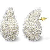 Gold Crystal Chunky Hoop Earrings for Women Sparkly Colours Rhinestone Waterdrop Teardrop Earrings Fashion Jewelry for Women