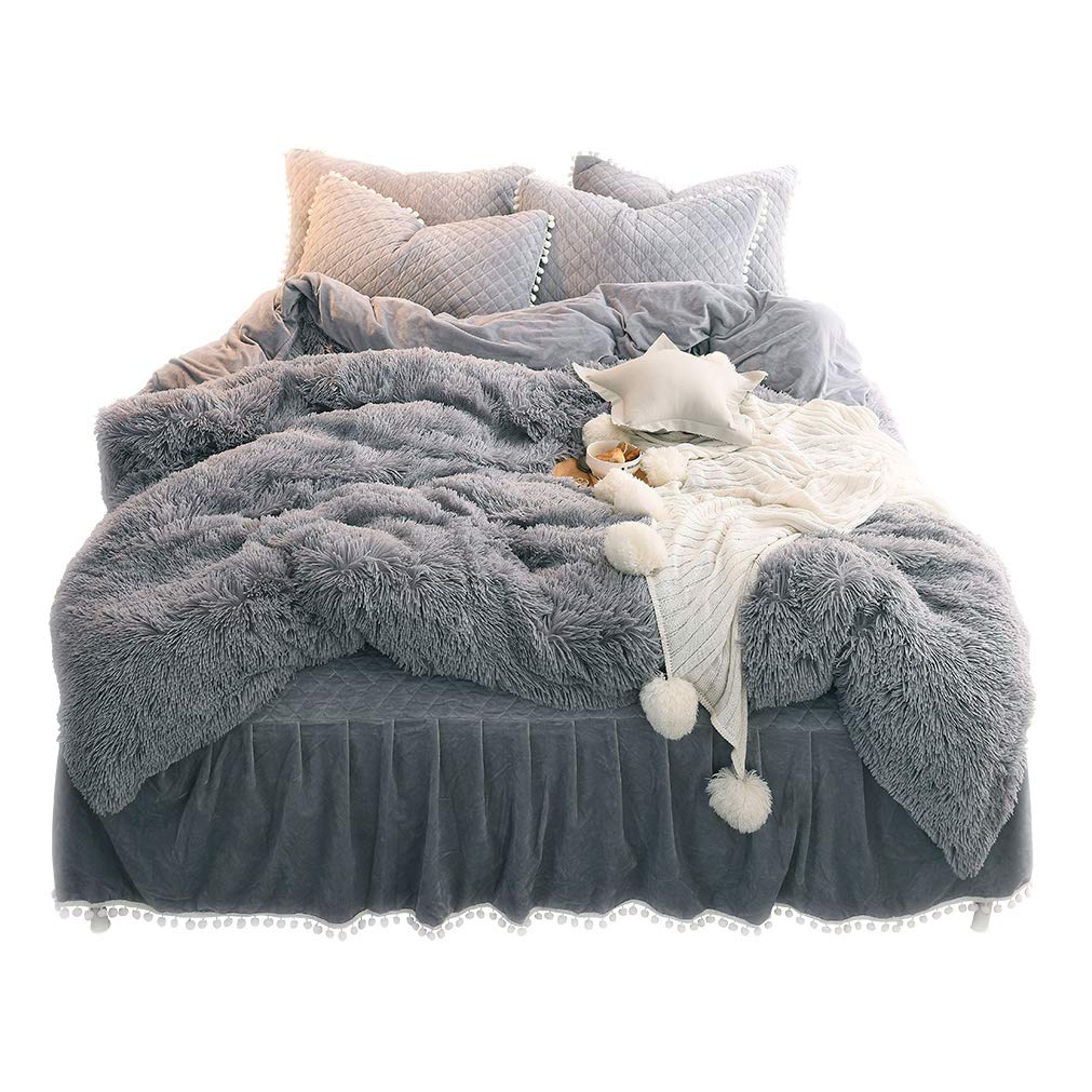 LIFEREVO Luxury Plush Shaggy Duvet Cover Set (1 Faux Fur Duvet Cover