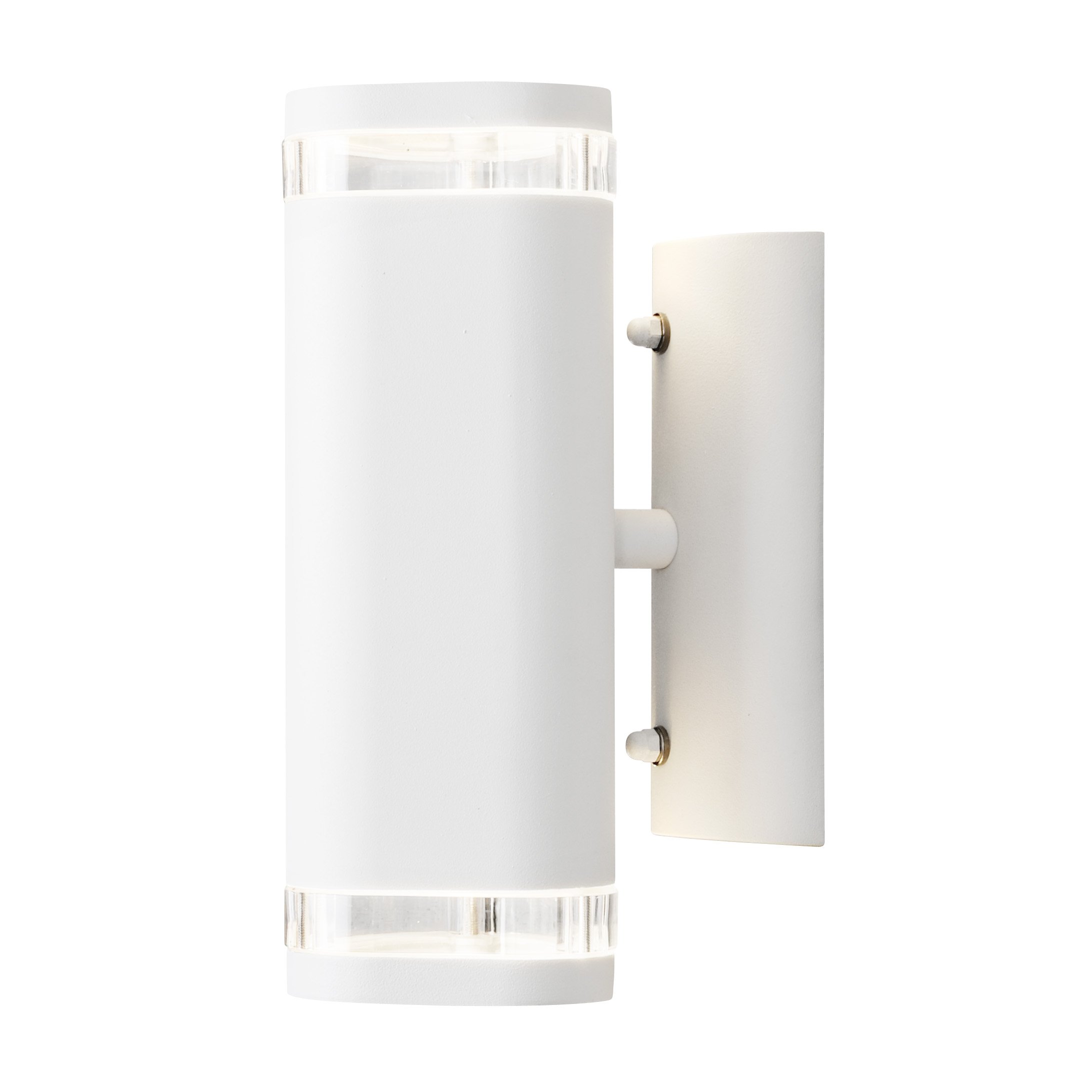 Konstsmide 7512-250 Modena Single Up Down Outdoor Wall Light / 2 x 35 W GU10 Max Wall Lamp / Clear Acrylic Lens / Aluminium / IP44 / Matt White Outside Light