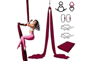 PRIOR FITNESS Aerial Silks Set, 10 Yards Premium Low Stretch Aerial Fabric with Certified Rigging Hardware, Family Yoga Starter Kit for Home, Yoga Swing Silks for All Levels, Anti-Gravity Inversions with Guide