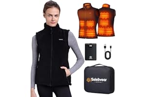 SOLEILWEAR Heated Vest Women, Fleece Vest with 12000mAh Battery Pack, Rechargeable Heated Jacket Indoor Outdoor Hunt Camping
