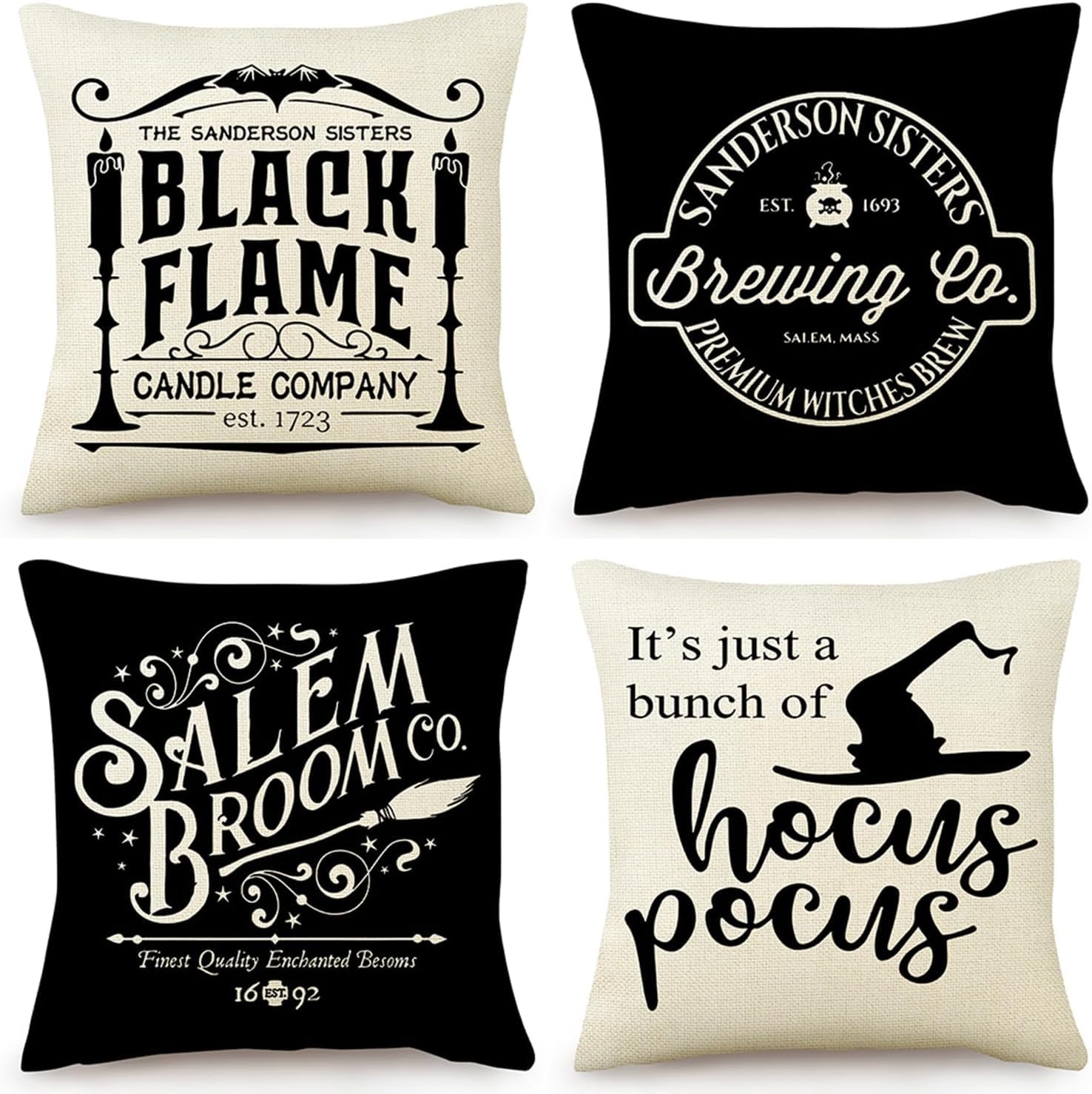 Photo 1 of Halloween Decorations Pillow Covers 20x20 Set of 4 Halloween Decor Hocus Pocus Farmhouse Saying Fall Decor Pillows for Home Sofa Couch