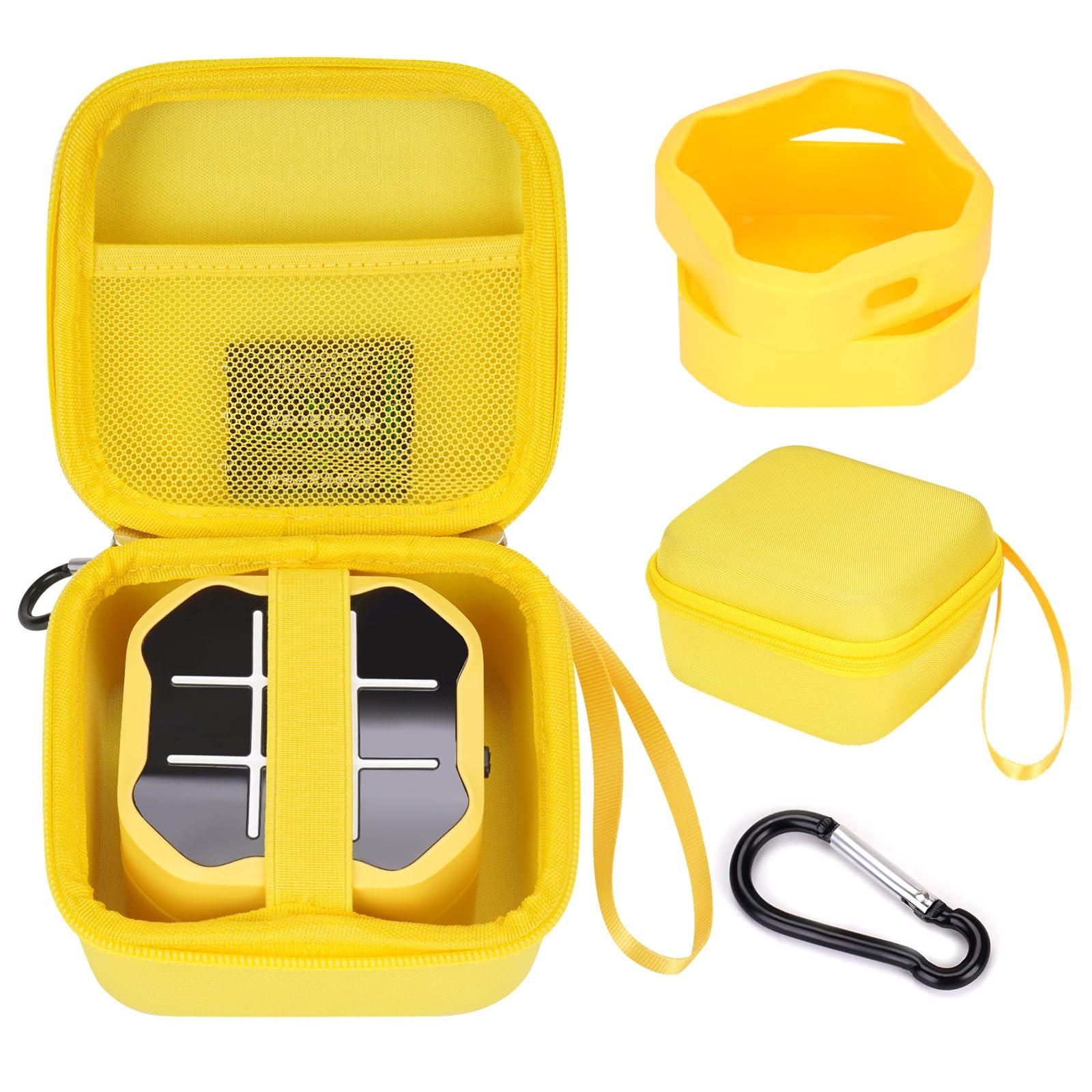 Photo 1 of MGZNMTY Travel Storage Case and Silicone Cover Compatible with Giiker Tic Tac Toe Bolt Electronic Game, 3-in-1 Handheld Puzzle Game Console Toys Skin for Kids (Hard Case+Silicone Cover) (Yellow)