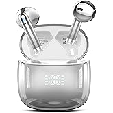 Wireless Earbuds, Bluetooth Headphones 48H Playtime Ear Buds with LED Power Display, IPX7 Waterproof Bluetooth 5.4 Earphones in-Ear Earbuds with 4 Mic for Android iOS Cell Phone Laptop, Silver