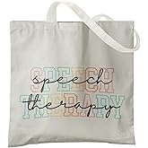 Veqzc Speech Therapy Gifts Tote Bags, Speech Therapist Gift Canvas Tote Bag for Women, Speech Therapist Gifts for Women, Gifts for Speech Therapists Reusable Grocery Bags Shopping Bags