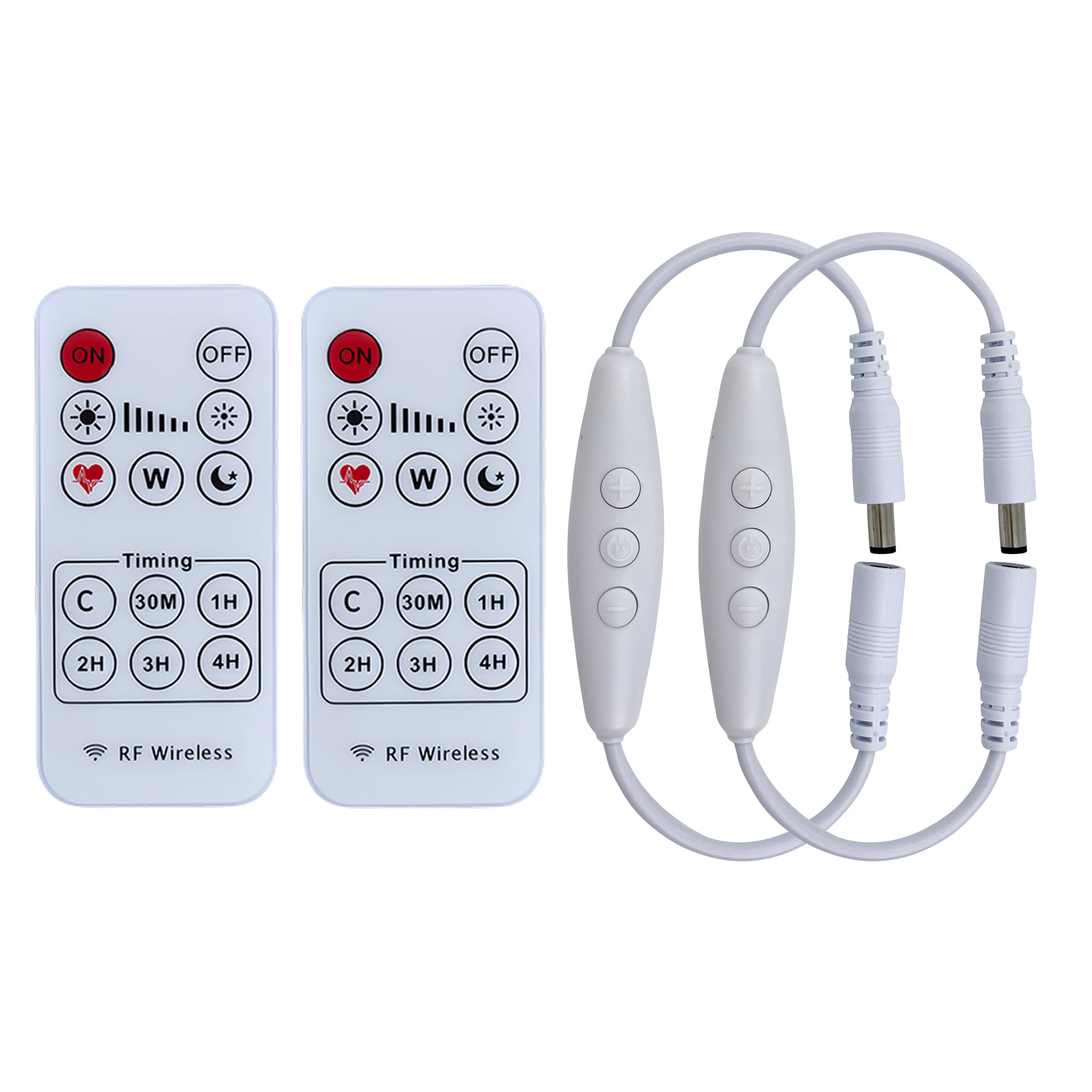 Clearhill DC Dimmer Switch with 5521 Male and Female Connector 2Packs,Remote Control,ON-Off Function,Stepless Dimming,2A Current,22AWG Wire,60s delay Off,for 12V Single Color Led Lights(White)