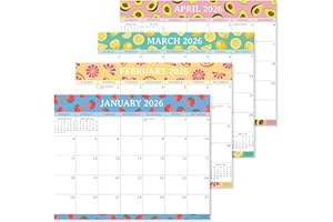 S&O Fresh Fruity Magnetic Fridge Calendar from January 2026-June 2027 - Tear-Off Refrigerator Calendar to Track Events & Appo