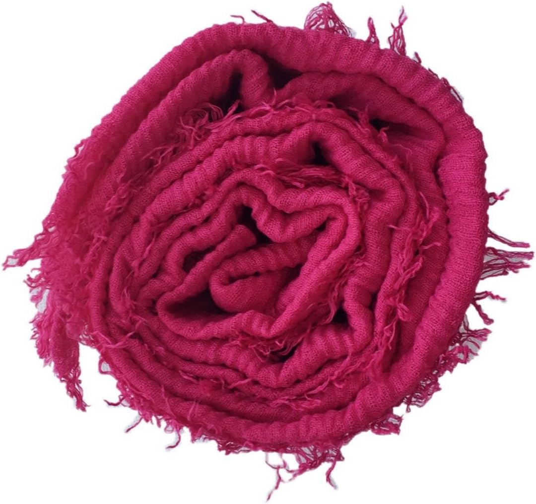 Isabelle BoutiqueCrimp Frayed Edges Crinkle Maxi Scarf Cotton Hijab Scarves UK