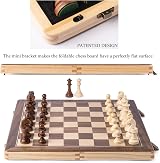 A&A 15 Inch Wooden Chess Set Folding Board 3 Inch King Staunton Pieces view 4