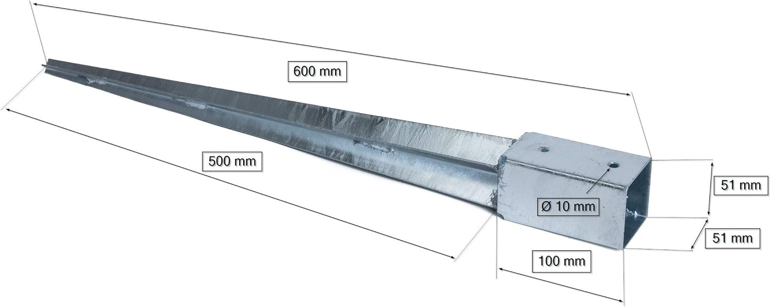 KOTARBAU® Ground Anchor, Post Spike, Galvanised Steel, 60 cm (23.62 in), Silver, Ground Anchors Heavy Duty - Image 4