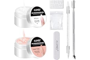 AIJIMEI 0.5oz Solid Nail Builder Gel Set - White & Nude (2 Pieces, 15ml/0.5oz) - DIY Gel Nail Extension & Art Kit (2 Pieces, 15ml/0.5oz)
