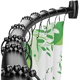 Curved Shower Curtain Rod for Bathroom, 40-72 Inches Adjustable Shower Rod | Rustproof Shower Curtain Rod with Rotating Brackets for Extra 30% Large Shower Space, 0.9MM thickness, Need to Drill, Black