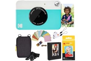 Kodak Printomatic Instant Camera Bundle (Blue) Zink Paper (20 Sheets) - Case - Photo Album - Hanging Frames.