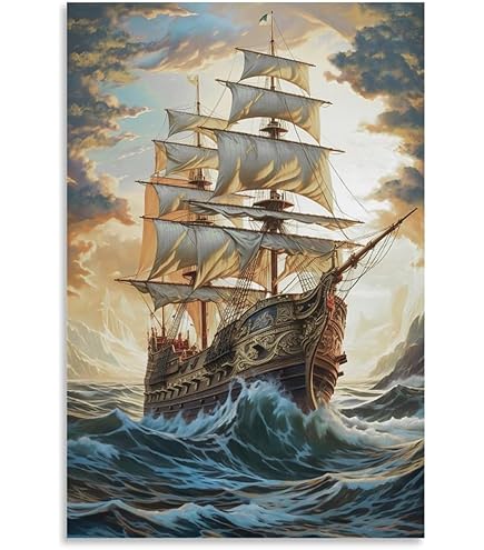 Amazon.com: Abstract Boat Canvas Painting Sailing Ship Poster