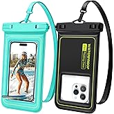 PEORSEFI Floating Waterproof Phone Pouch, 2 Pack IP68 Waterproof Phone Case for iPhone 17 16 15 Pro Max Galaxy S25 S24 Ultra Up to 7", Cellphone Dry Bags Beach Cruise Essentials with Lanyard