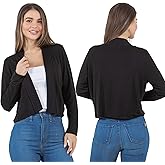 Azules Women's Cropped Cardigan - Lightweight Long Sleeve Shrug Sweater, Open Front Short Cardigan for Dresses
