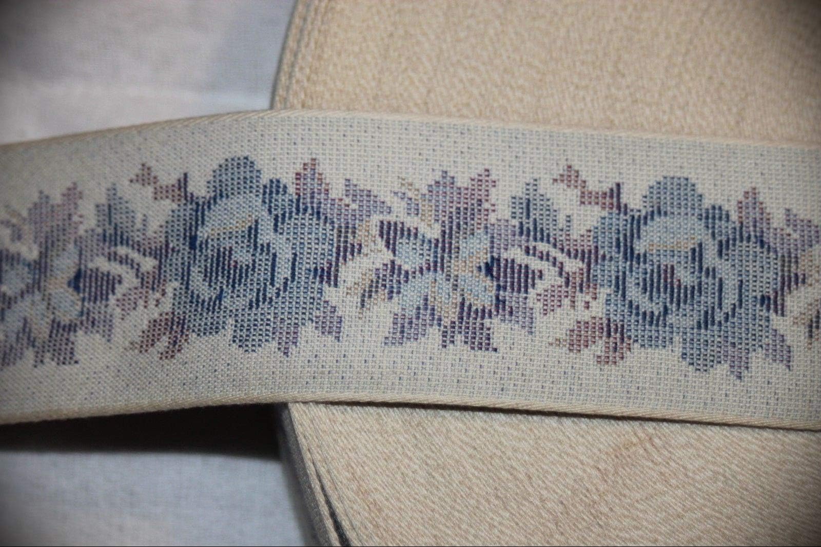 1 Yard Gray White Baby Blue Lavender Woven Tapestry Sewing Assorted Pattern Ribbon Lace Trim 2" Wide Embroidery Applique Fabric Delicate DIY Art Craft Supply for Scrapbooking Gift Wrapping