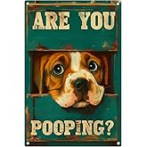 Are You Pooping Sign Are You Pooping Dog Sign Funny Bathroom Sign Bulldog Decor Vintage Fun Metal Tin Sign Bathroom Home Wall Decoration Signs 8x12 Inch