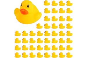 JTTJDB 50-Pieces Float & Squeak Mini Rubber Duck Baby Bath Ducky Sound Shower Toys for Kids