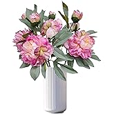ARTIFIPLANT Purple Pink Peonies Artificial Flowers,4 Pcs Fake Silk Peonies with Stems Real Look,Peony Bush for Home Decor (4, Purple Pink)