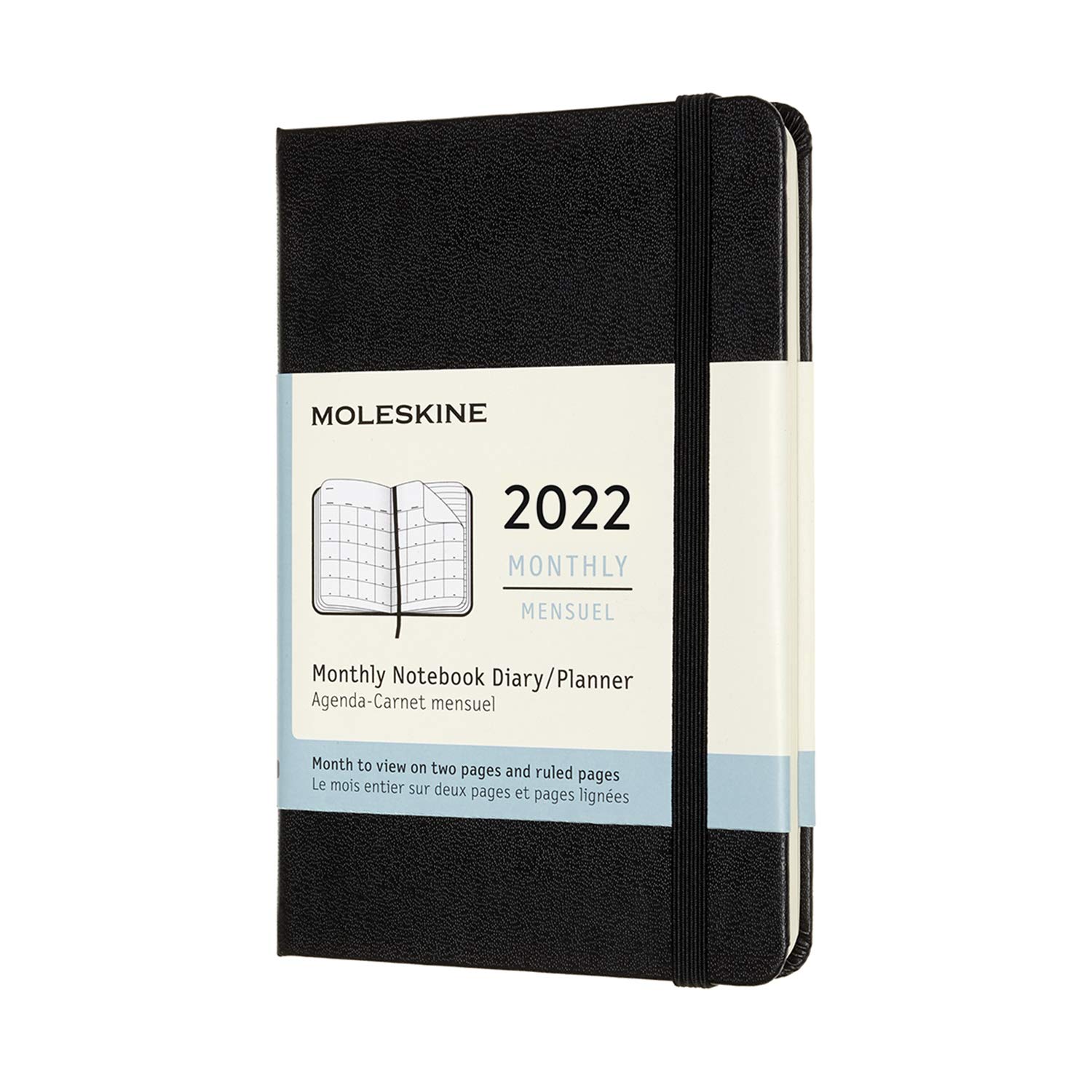 Moleskine Monthly Planner 2022, 12-Month Diary, Monthly Notebook with Hard Cover, Pocket Size 9 x 14 cm, Colour Black, 128 Pages