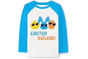 DDSOL Easter Shirts Baby Boys Girls Raglan Long Sleeve Tees Toddler Bunny Trucks Easter Squad Graphic Tops
