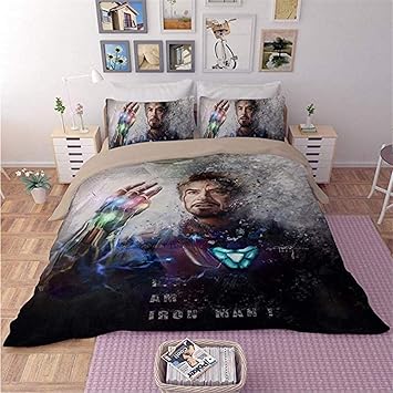 Amtan 3d Iron Man Duvet Cover Set Marvel S Iron Man Bedding Set 100 Microfiber Children Bed Set 3piece 1 Duvet Cover 2 Pillowcases King Queen Full