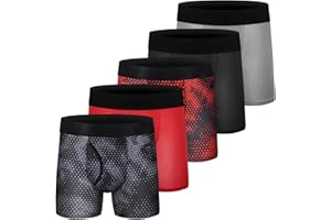 CONKEND Boys Boxer Briefs,Cotton Toddler Underwear Breathable Mesh Performance Sport Big Boy Boxer Briefs with Fly 5Pack
