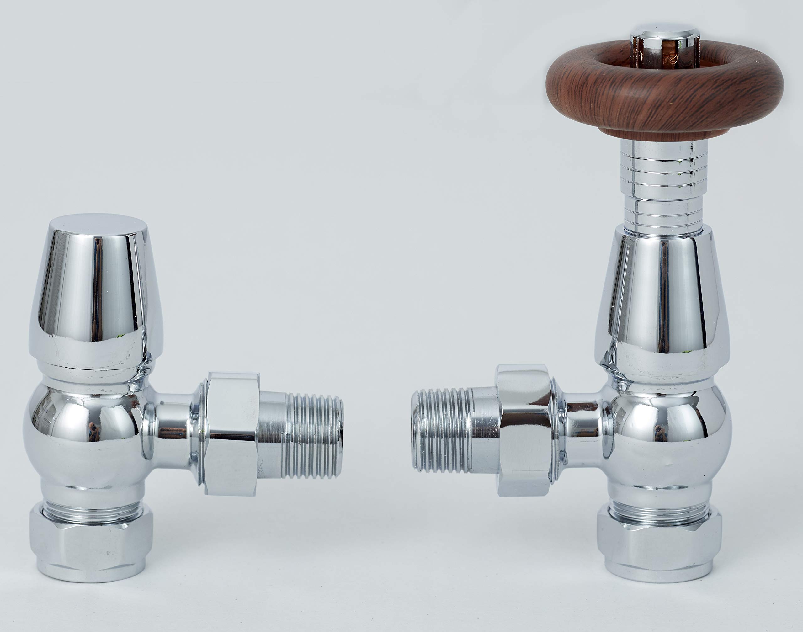 Greened House Oxford Traditional Chrome Angled Thermostatic Radiator Valve TRV Column Radiator Valve