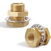 2 Pcs 1/8" Bulkhead Fittings, Brass 1/8" NPT Female to 1/8" NPT Female Thread Bulkhead Connector Bulkhead Pipe Fittings Fit for Tank Air Hose Line