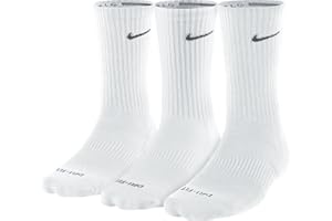 Nike Dri-FIT Cushion Crew Athletic Socks 3-Pack, White (M 6-8)