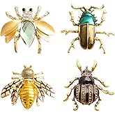 ESIW 4/12 PCS 4 Pattern Insects Brooches Lapel Pins Crystal Insect Themed Insect Brooches for Women