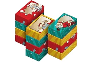 easykart labels 12 PCs Christmas Bakery Cookie Gift Box (8.75" x 5.75" x 2.75") in 3 Designs, Colorful Patterns with Window for Pastries, Cupcakes, Cookies, Brownies, Donuts, and Gift-Giving