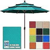 EliteShade USA 10-Year-Non-Fading 9Ft 3 Tiers Market Umbrella Patio Umbrella Outdoor Table Umbrella with Ventilation, Teal