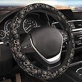 Subily Gothic Black Skull Universal Steering Wheel Covers, Cute Car Accessories for Women Girls Car Truck