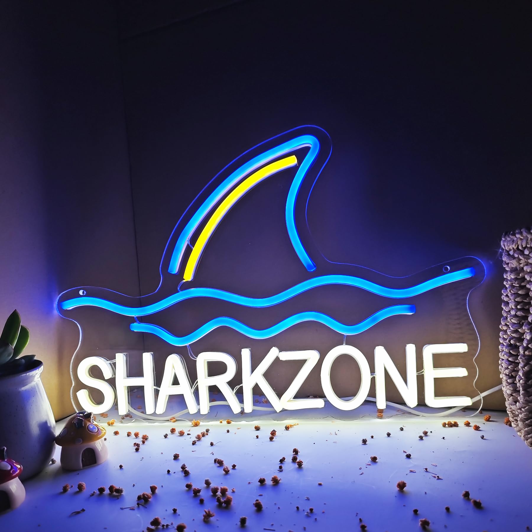 Photo 1 of SHARKZONE Neon Sign Led Wall Decor Man Cave Neon Light Up Signs Wall Art for Home Room Bar Bedroom USB Powered 16.5"x11"