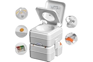 KAIZONPOT Camping Toilet, Portable Toilet 5.3 Gallon with Level Indicator T-Type Water Outlets Fit for Camping, Boating, Hiking