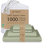 Threadmill Luxury Supima Cotton Sheets, Luxury 1000 Thread Count Soft 100% Cotton Sheets for Full Size Bed, 4 Pc Sage Green Bed Sheets Full Set, 5-Star Hotel Quality Deep Pocket Bed Sheets Set